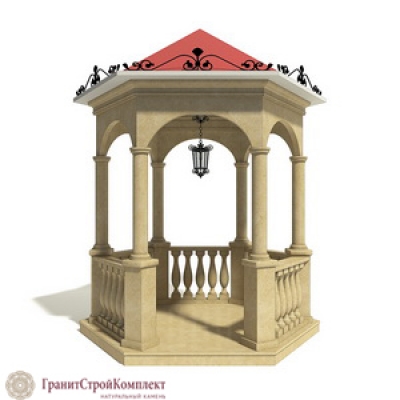 Восточный тип беседки из натурального камня,Известняк Сары — Таш