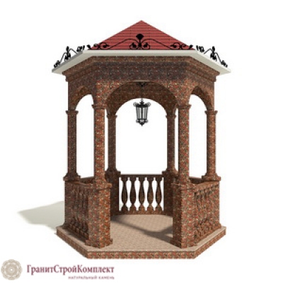 Восточный тип беседки из натурального камня,гранит Капустинский